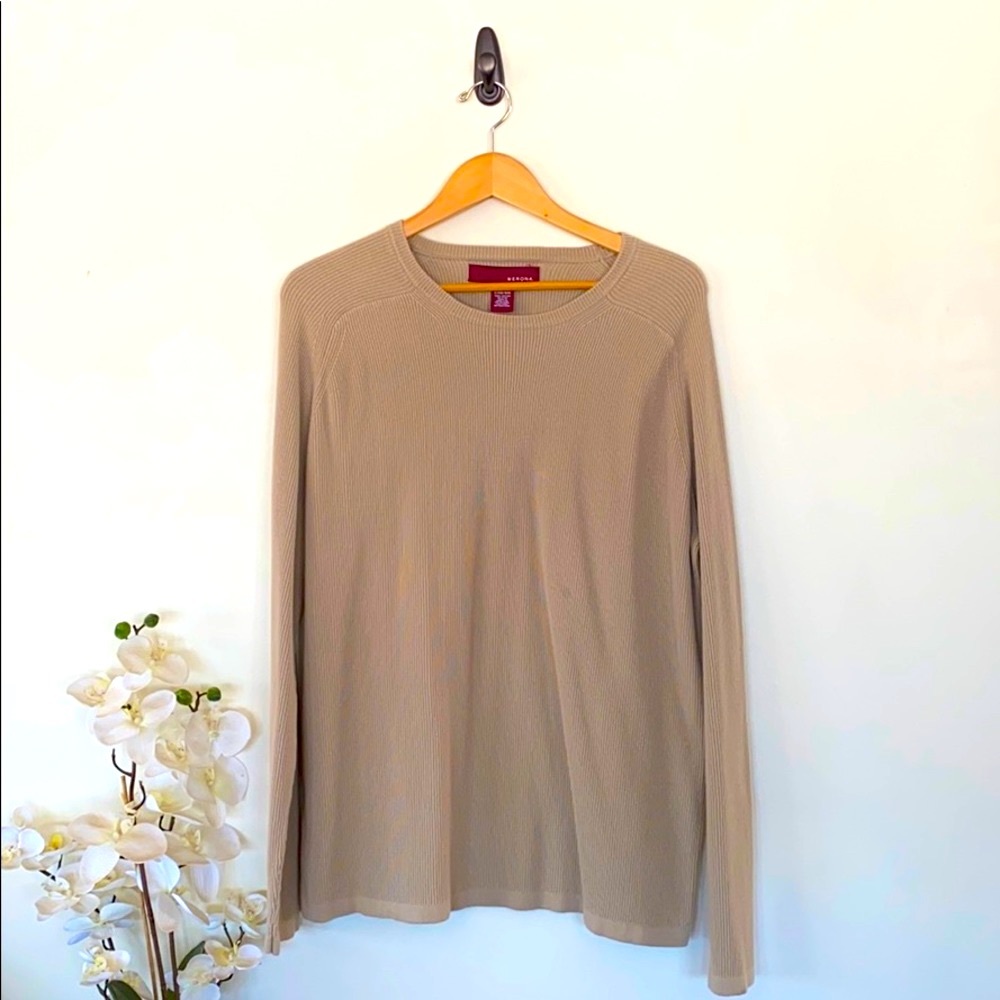 🧣Men’s Merona Beige Sweater Sz L 42/44💯 Cotton🧣